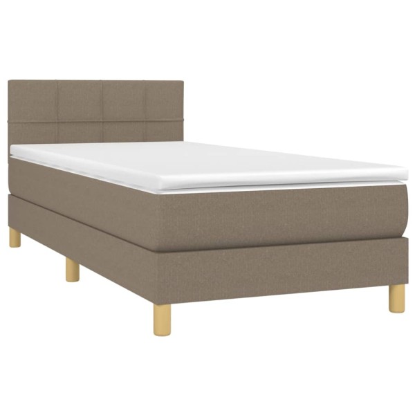Cama box spring con colchón LED tela gris taupe 80x200 cm Cama box spring con colchón LED tela gris taupe 80x200 cm
