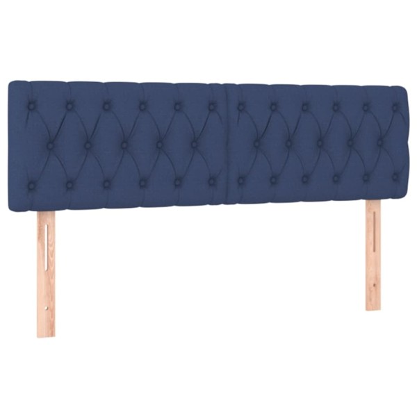 Cama box spring con colchón y LED tela azul 140x200 cm