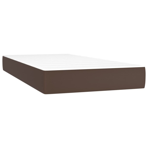 Cama box spring colchón y LED cuero sintético marrón 100x200 cm Cama box spring colchón y LED cuero sintético marrón 100x200 cm