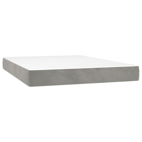 Cama box spring colchón y LED terciopelo gris claro 140x200 cm Cama box spring colchón y LED terciopelo gris claro 140x200 cm