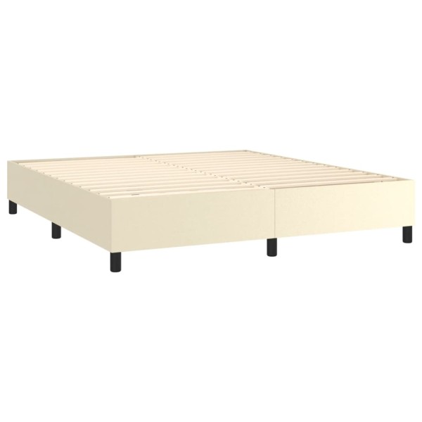 Cama box spring colchón y LED cuero sintético crema 160x200 cm Cama box spring colchón y LED cuero sintético crema 160x200 cm