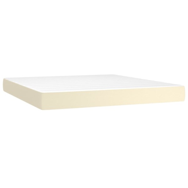 Cama box spring colchón y LED cuero sintético crema 160x200 cm Cama box spring colchón y LED cuero sintético crema 160x200 cm