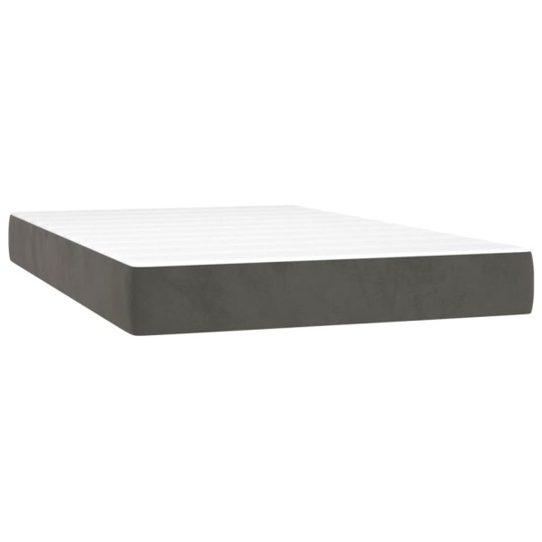 Cama box spring colchón y LED terciopelo gris oscuro 120x200 cm Cama box spring colchón y LED terciopelo gris oscuro 120x200 cm