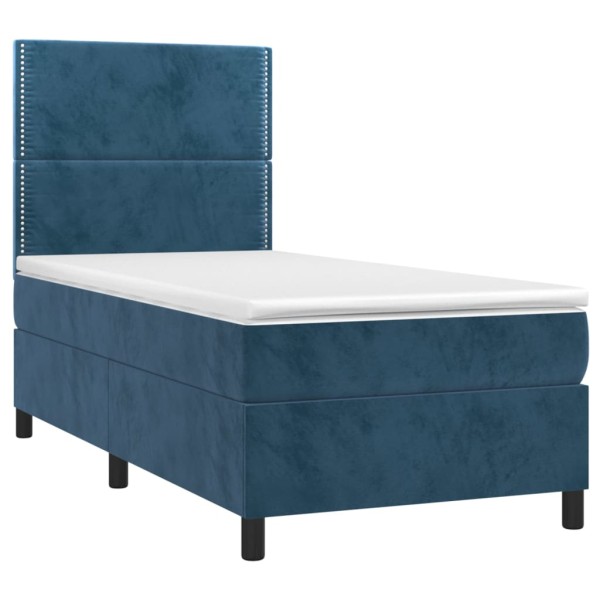 Cama box spring colchón y LED terciopelo azul oscuro 80x200 cm Cama box spring colchón y LED terciopelo azul oscuro 80x200 cm