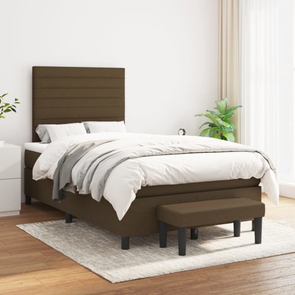 Cama box spring con colchón tela marrón oscuro 120x200 cm Cama box spring con colchón tela marrón oscuro 120x200 cm