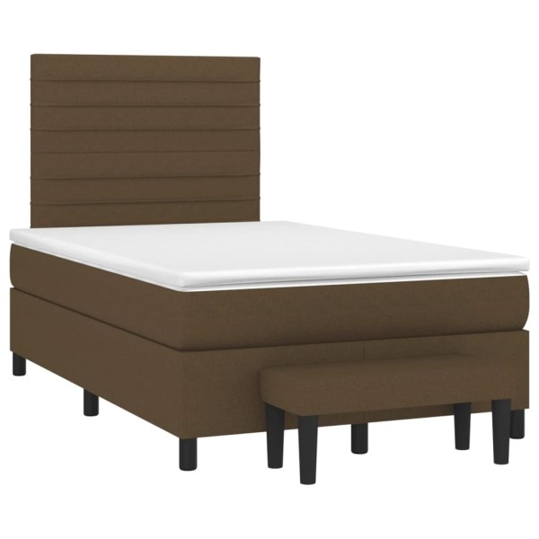 Cama box spring con colchón tela marrón oscuro 120x200 cm Cama box spring con colchón tela marrón oscuro 120x200 cm