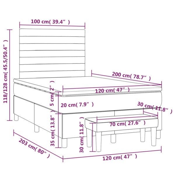 Cama box spring con colchón tela marrón oscuro 120x200 cm Cama box spring con colchón tela marrón oscuro 120x200 cm