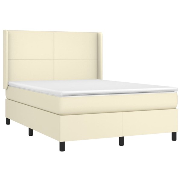 Cama box spring colchón y LED cuero sintético crema 140x200 cm Cama box spring colchón y LED cuero sintético crema 140x200 cm
