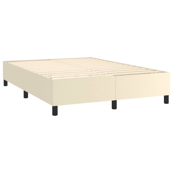 Cama box spring colchón y LED cuero sintético crema 140x200 cm Cama box spring colchón y LED cuero sintético crema 140x200 cm