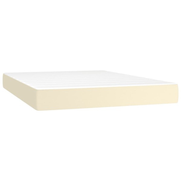 Cama box spring colchón y LED cuero sintético crema 140x200 cm Cama box spring colchón y LED cuero sintético crema 140x200 cm