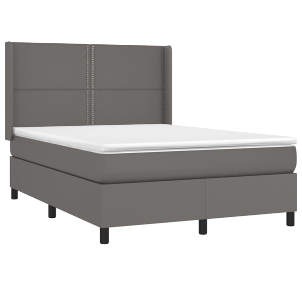Cama box spring colchón y LED cuero sintético gris 140x200 cm Cama box spring colchón y LED cuero sintético gris 140x200 cm