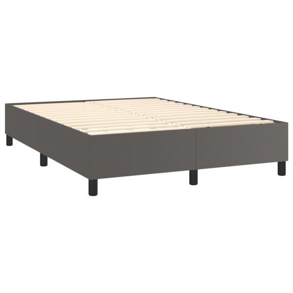 Cama box spring colchón y LED cuero sintético gris 140x200 cm Cama box spring colchón y LED cuero sintético gris 140x200 cm
