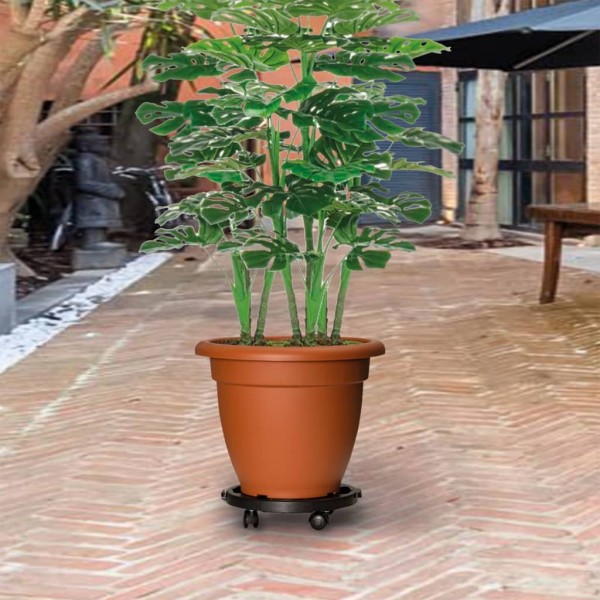 Soporte con ruedas para plantas 3 uds negro diámetro 30cm 170kg Soporte con ruedas para plantas 3 uds negro diámetro 30cm 170kg