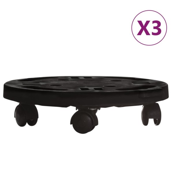 Soporte con ruedas para plantas 3 uds negro diámetro 30cm 170kg Soporte con ruedas para plantas 3 uds negro diámetro 30cm 170kg