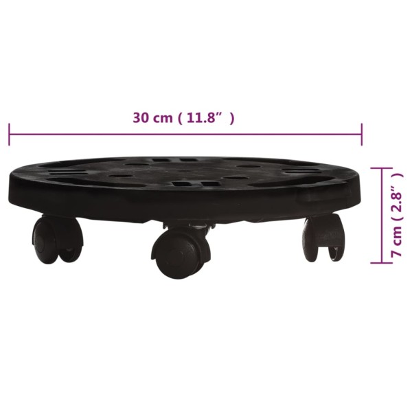 Soporte con ruedas para plantas 3 uds negro diámetro 30cm 170kg Soporte con ruedas para plantas 3 uds negro diámetro 30cm 170kg