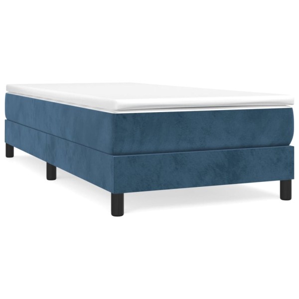 Cama box spring con colchón terciopelo azul oscuro 90x200 cm Cama box spring con colchón terciopelo azul oscuro 90x200 cm