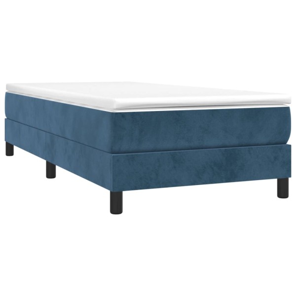 Cama box spring con colchón terciopelo azul oscuro 90x200 cm Cama box spring con colchón terciopelo azul oscuro 90x200 cm