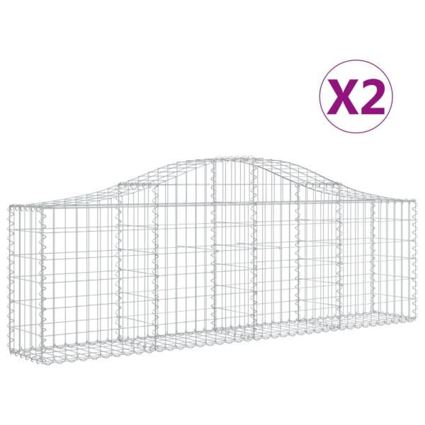 Cestas gaviones 2 uds forma de arco hierro 200x30x60/80 cm Cestas gaviones 2 uds forma de arco hierro 200x30x60/80 cm