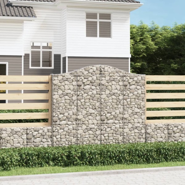 Cestas de gaviones 9 uds forma de arco hierro 200x30x180/200 cm Cestas de gaviones 9 uds forma de arco hierro 200x30x180/200 cm
