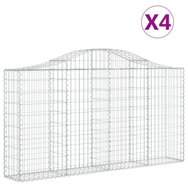 Cestas de gaviones 4 uds forma de arco hierro 200x30x100/120 cm Cestas de gaviones 4 uds forma de arco hierro 200x30x100/120 cm