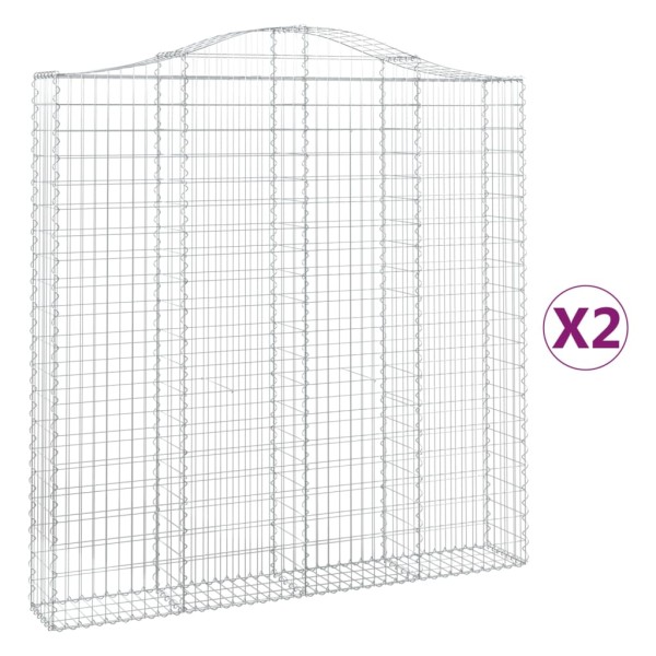 Cestas de gaviones 2 uds forma de arco hierro 200x30x200/220 cm Cestas de gaviones 2 uds forma de arco hierro 200x30x200/220 cm