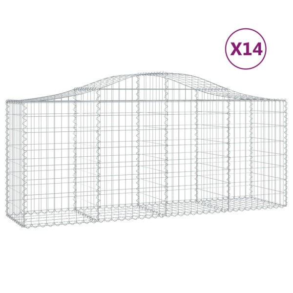 Cestas de gaviones 14 uds forma de arco hierro 200x50x80/100 cm Cestas de gaviones 14 uds forma de arco hierro 200x50x80/100 cm