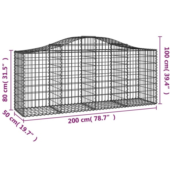 Cestas de gaviones 14 uds forma de arco hierro 200x50x80/100 cm Cestas de gaviones 14 uds forma de arco hierro 200x50x80/100 cm