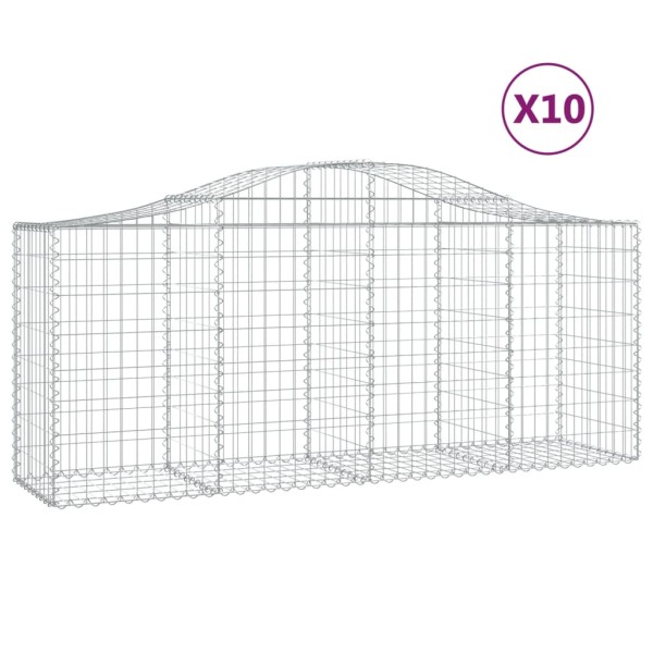 Cestas de gaviones 10 uds forma de arco hierro 200x50x80/100 cm Cestas de gaviones 10 uds forma de arco hierro 200x50x80/100 cm