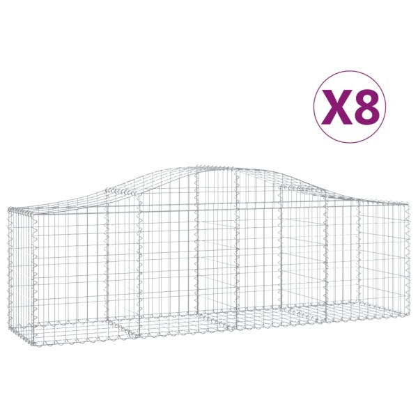 Cestas de gaviones 8 uds forma de arco hierro 200x50x60/80 cm Cestas de gaviones 8 uds forma de arco hierro 200x50x60/80 cm
