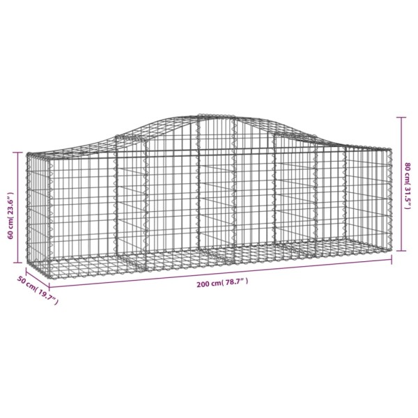 Cestas de gaviones 8 uds forma de arco hierro 200x50x60/80 cm Cestas de gaviones 8 uds forma de arco hierro 200x50x60/80 cm