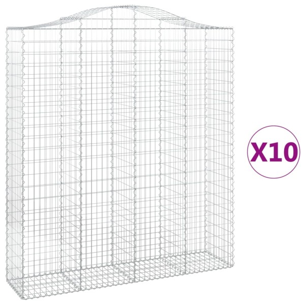 Cestas de gaviones 10 uds forma de arco hierro 200x50x220/240cm Cestas de gaviones 10 uds forma de arco hierro 200x50x220/240cm