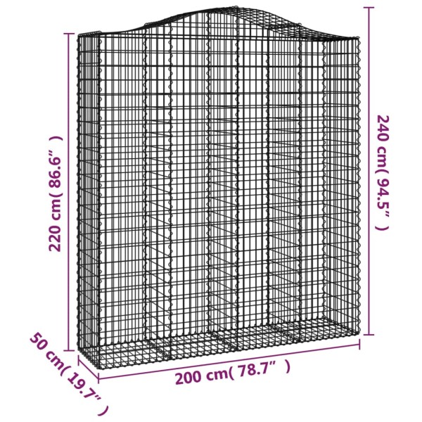 Cestas de gaviones 10 uds forma de arco hierro 200x50x220/240cm Cestas de gaviones 10 uds forma de arco hierro 200x50x220/240cm