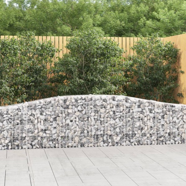 Cestas de gaviones 9 uds forma de arco hierro 400x30x60/80 cm Cestas de gaviones 9 uds forma de arco hierro 400x30x60/80 cm