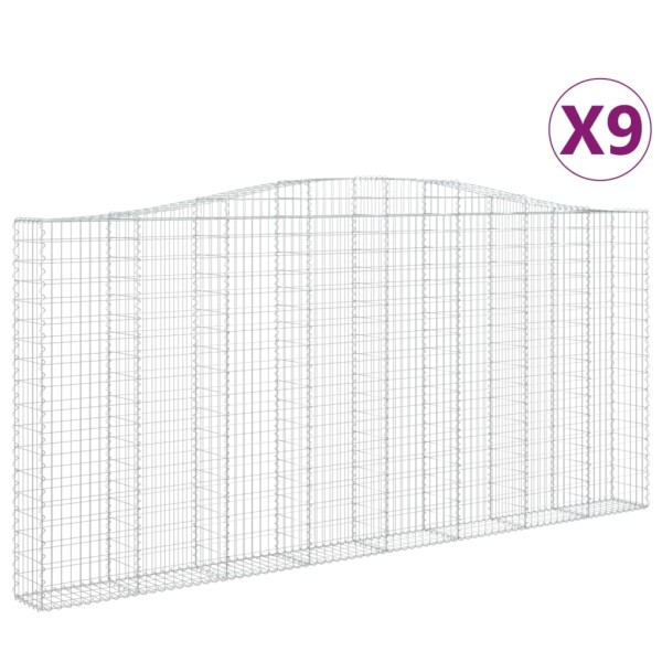Cestas de gaviones 9 uds forma de arco hierro 400x30x180/200 cm Cestas de gaviones 9 uds forma de arco hierro 400x30x180/200 cm