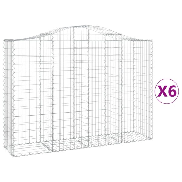 Cestas gaviones 6 uds forma de arco hierro 200x50x140/160 cm Cestas gaviones 6 uds forma de arco hierro 200x50x140/160 cm