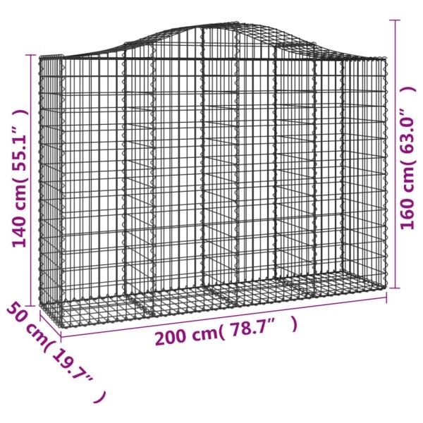 Cestas gaviones 6 uds forma de arco hierro 200x50x140/160 cm Cestas gaviones 6 uds forma de arco hierro 200x50x140/160 cm