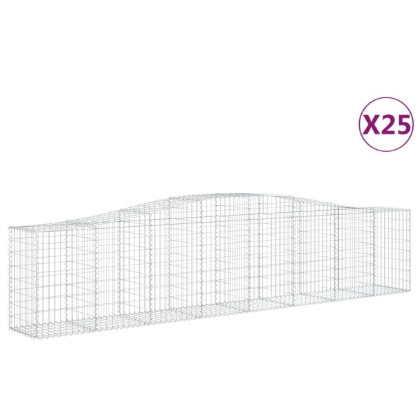 Cestas de gaviones 25 uds forma de arco hierro 400x50x80/100 cm Cestas de gaviones 25 uds forma de arco hierro 400x50x80/100 cm