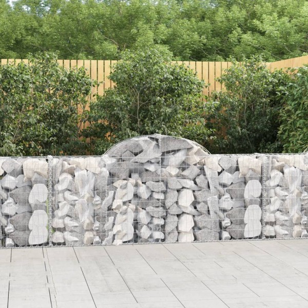Cestas de gaviones 3 uds forma de arco hierro 200x30x80/100 cm Cestas de gaviones 3 uds forma de arco hierro 200x30x80/100 cm