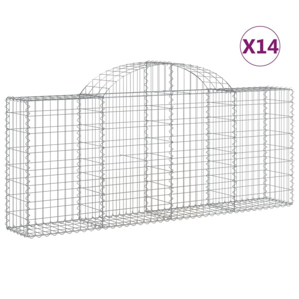 Cestas de gaviones 14 uds forma de arco hierro 200x30x80/100 cm Cestas de gaviones 14 uds forma de arco hierro 200x30x80/100 cm
