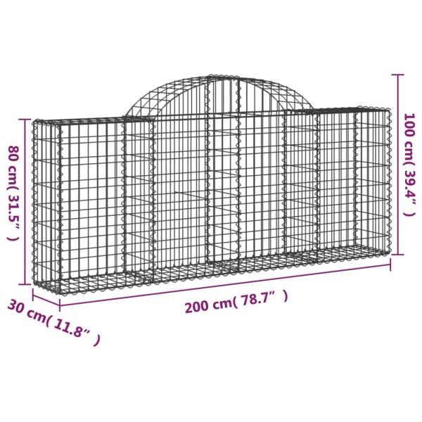 Cestas de gaviones 14 uds forma de arco hierro 200x30x80/100 cm Cestas de gaviones 14 uds forma de arco hierro 200x30x80/100 cm
