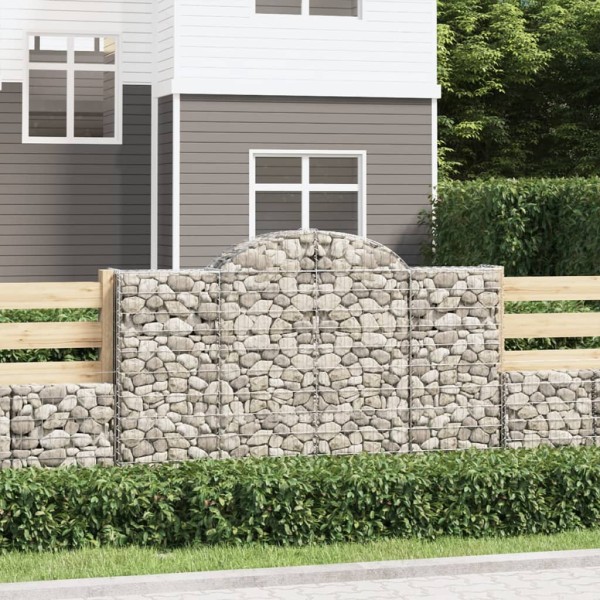 Cestas de gaviones 7 uds forma de arco hierro 200x30x120/140 cm Cestas de gaviones 7 uds forma de arco hierro 200x30x120/140 cm