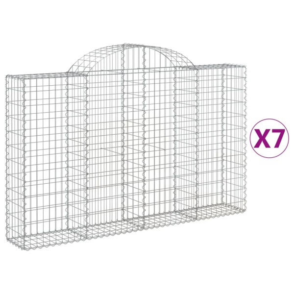 Cestas de gaviones 7 uds forma de arco hierro 200x30x120/140 cm Cestas de gaviones 7 uds forma de arco hierro 200x30x120/140 cm
