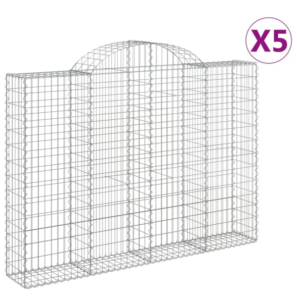 Cestas gaviones 5 uds forma de arco hierro 200x30x140/160 cm Cestas gaviones 5 uds forma de arco hierro 200x30x140/160 cm