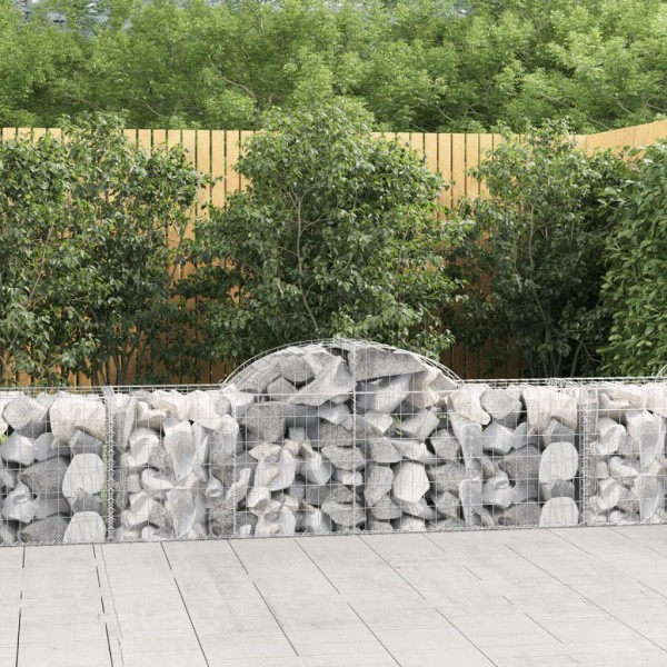 Cestas de gaviones 9 uds forma de arco hierro 200x50x60/80 cm Cestas de gaviones 9 uds forma de arco hierro 200x50x60/80 cm