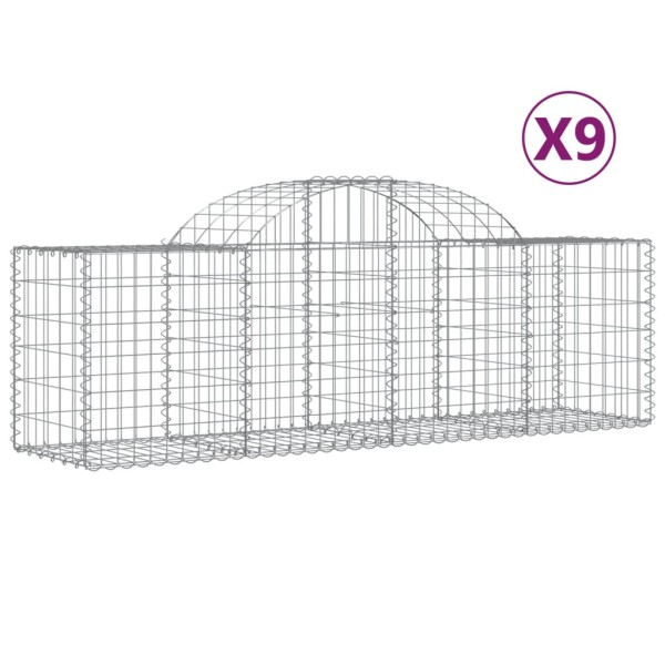 Cestas de gaviones 9 uds forma de arco hierro 200x50x60/80 cm Cestas de gaviones 9 uds forma de arco hierro 200x50x60/80 cm