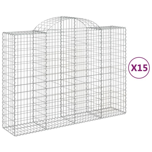Cestas gaviones 15 uds forma de arco hierro 200x50x140/160 cm Cestas gaviones 15 uds forma de arco hierro 200x50x140/160 cm