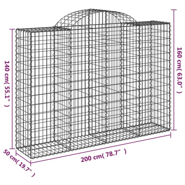 Cestas gaviones 15 uds forma de arco hierro 200x50x140/160 cm Cestas gaviones 15 uds forma de arco hierro 200x50x140/160 cm