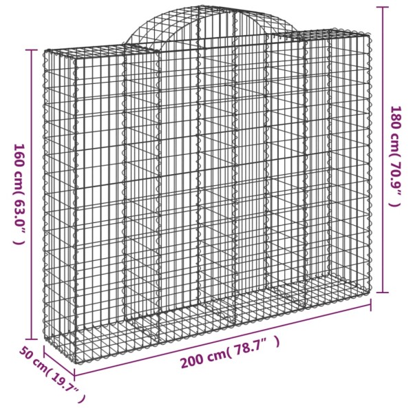 Cestas gaviones 13 uds forma de arco hierro 200x50x160/180 cm Cestas gaviones 13 uds forma de arco hierro 200x50x160/180 cm