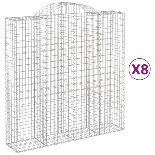 Cestas de gaviones 8 uds forma de arco hierro 200x50x200/220 cm Cestas de gaviones 8 uds forma de arco hierro 200x50x200/220 cm