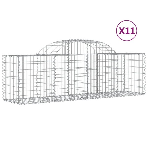 Cestas de gaviones 11 uds forma de arco hierro 200x50x60/80 cm Cestas de gaviones 11 uds forma de arco hierro 200x50x60/80 cm